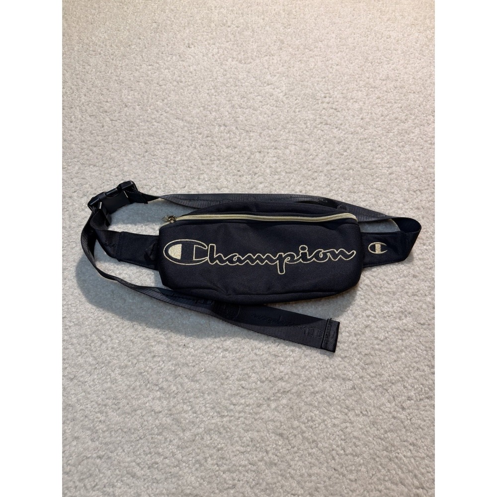 Champion Black Waist‎ Bag Fanny Pack Crossbody Embroidered Logo Adjustable